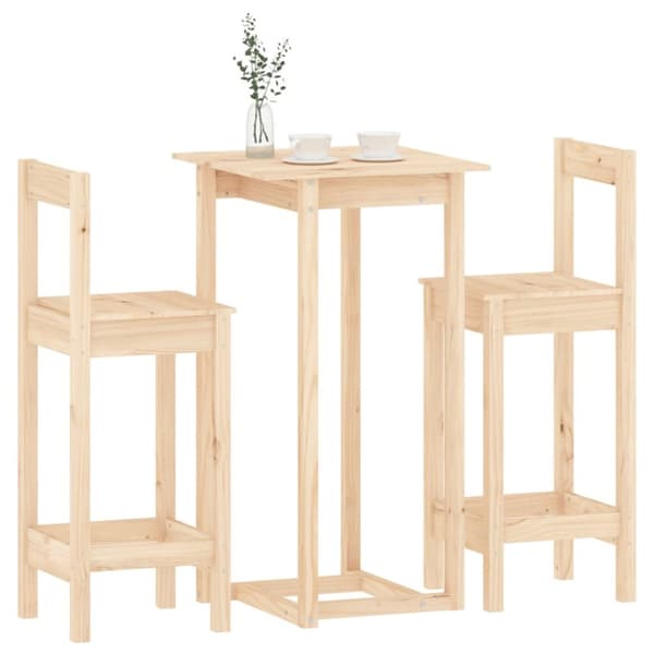 The Living Store 3-osainen Baarisarja täysi mänty -  Keittiön & ruokasalin kalusteet