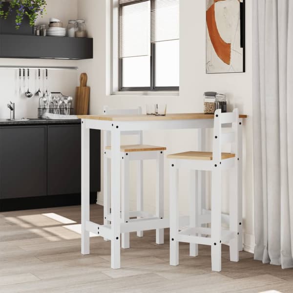 The Living Store Baarituolit 2 kpl valkoinen täysi mänty -  Keittiön & ruokasalin kalusteet