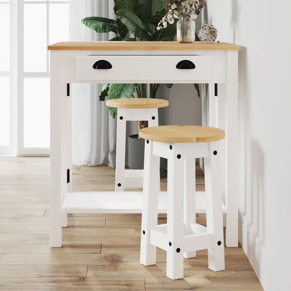 The Living Store Barpallar 2 st vit massiv furu -  Möbelset för kök & matrum