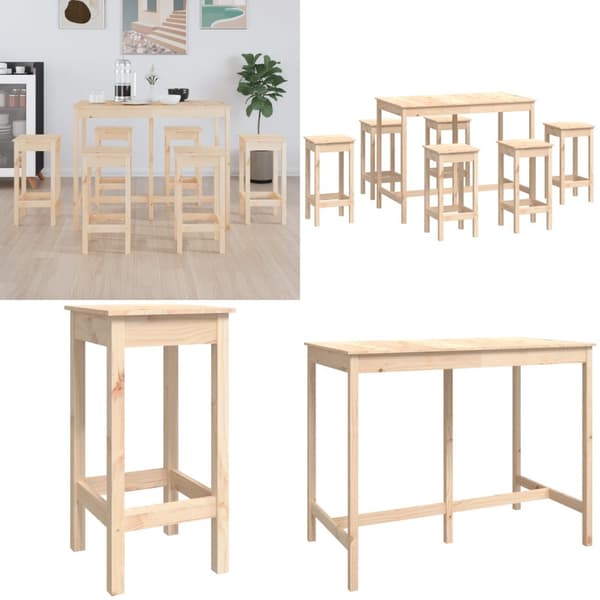 Barsæt 7 dele massivt fyrretræ - Barsæt - Barmøbel - Home & Living