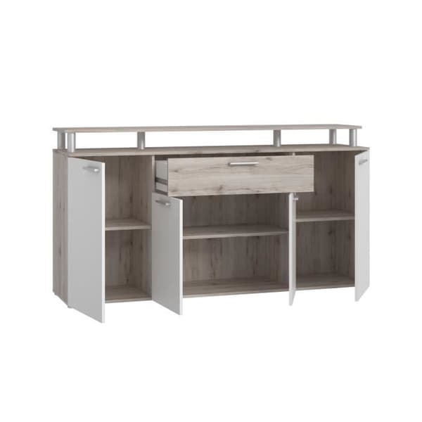 GULADA TV-skåp - 170 cm skänk - 160 cm matbord - Modernt - Vit och ekdekor