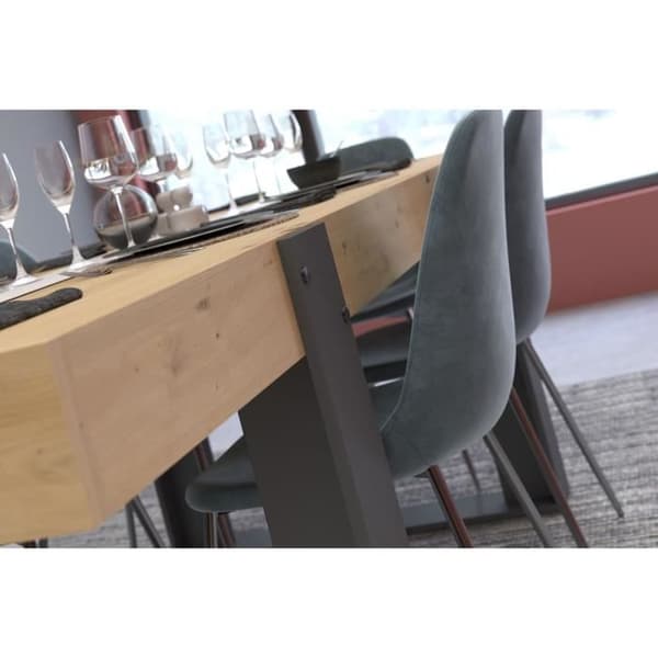 LOFT skänk + bordsset - PARISOT - Hantverks ek och grå - 3 dörrar - 8 personer