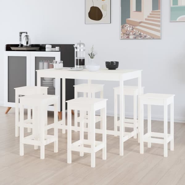 Barmöbler 7 delar Vit massiv furu