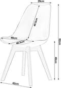 Miniatyrbild 3 av 9: Rootz Set med 2 matstolar - Bekväma sittplatser - Snygga möbler - Ergonomisk design - Högdensitetsskum - Massiva träben - 48cm x 42cm x 82cm