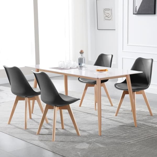Rootz Set med 2 matstolar - Bekväma sittplatser - Snygga möbler - Ergonomisk design - Högdensitetsskum - Massiva träben - 48cm x 42cm x 82cm