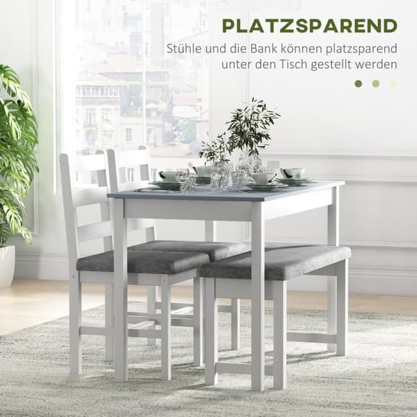 Rootz 4-delat matbordsset - Matsalsmöbler - Platsbesparande matsalsset - Bekväma sittplatser - Enkelt underhåll - 108cm x 65cm x 75cm Bord - 92cm x 36