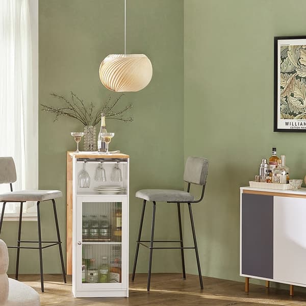 Rootz Barbord - Matbord - Köksbord - MDF & Gummiträ - Vinglashållare - Rymlig förvaring - Enkel montering - 108cm x 105cm x 40cm