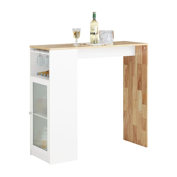 Rootz Barbord - Matbord - Köksbord - MDF & Gummiträ - Vinglashållare - Rymlig förvaring - Enkel montering - 108cm x 105cm x 40cm