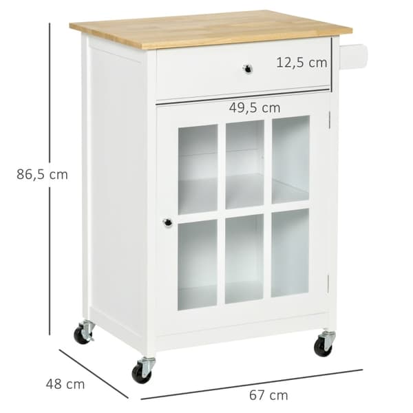 Rootz köksvagn - Rullande köksvagn - Mobil köksö - Mångsidig förvaring - Justerbara hyllor - Lätt rörlighet - 67W x 48D x 86,5H cm - MDF och gummiträ