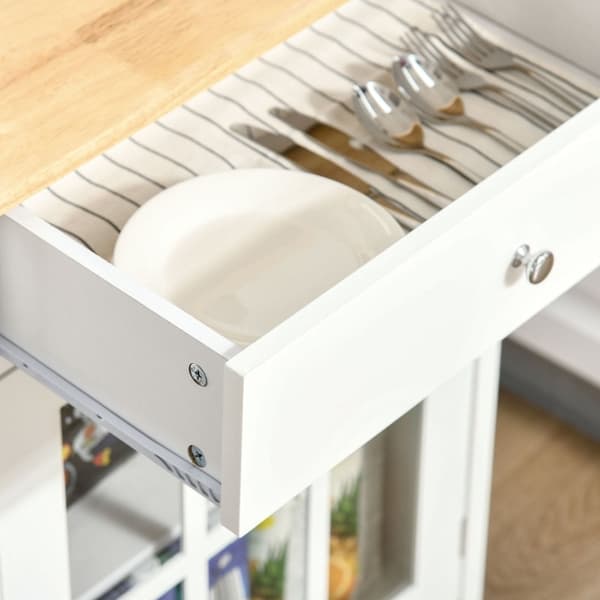 Rootz köksvagn - Rullande köksvagn - Mobil köksö - Mångsidig förvaring - Justerbara hyllor - Lätt rörlighet - 67W x 48D x 86,5H cm - MDF och gummiträ