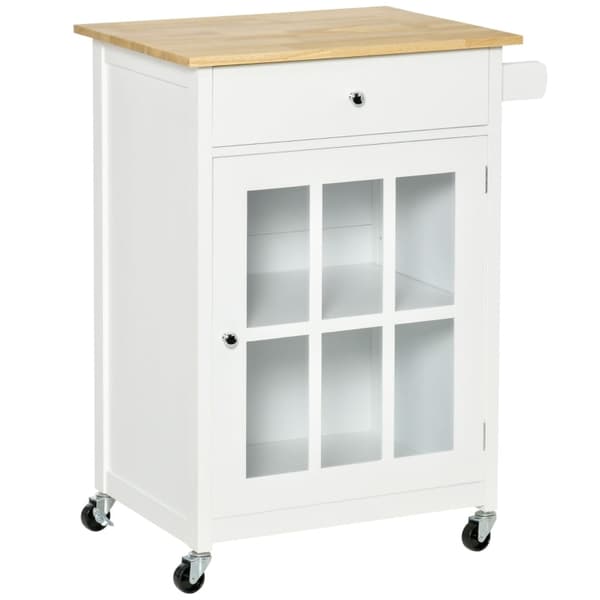 Rootz köksvagn - Rullande köksvagn - Mobil köksö - Mångsidig förvaring - Justerbara hyllor - Lätt rörlighet - 67W x 48D x 86,5H cm - MDF och gummiträ