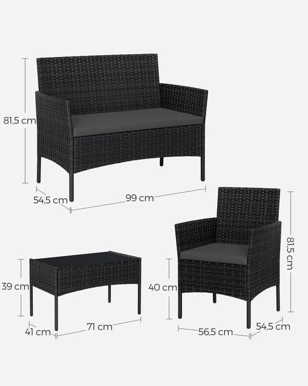 Rootz 7-osainen ulkohuonekalusetti - Ruskea Taupe Patio Setti - Rottininen sohvasarja - Galvanoitu metallirunko - VFT-tyynyt - Polyesteripäällinen - 9