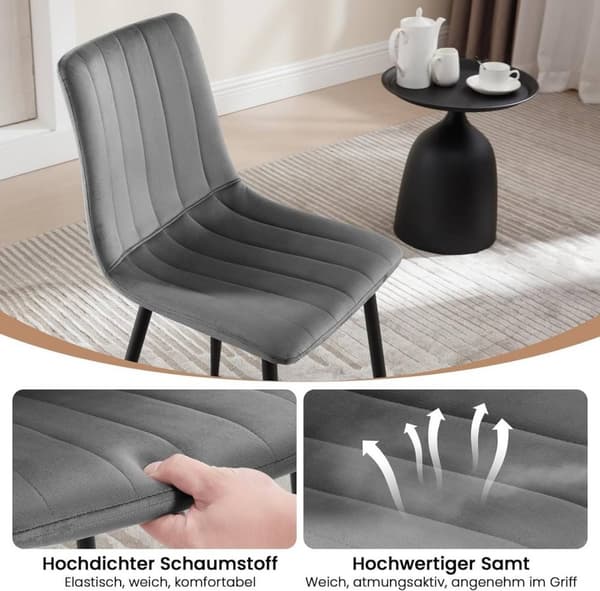 Rootz Velvet spisestuestole - Elegant siddeplads - Komfortable stole - Højdensitetsskum - Ergonomisk design - Justerbare fodglider - 44 cm x 80,5 cm x