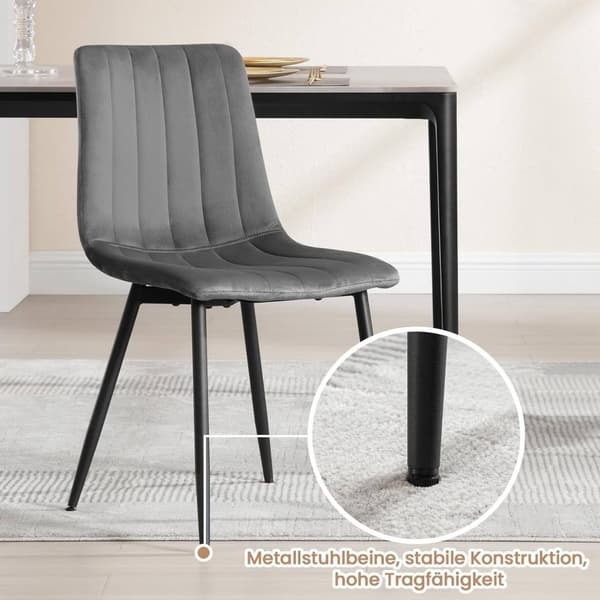 Rootz Velvet spisestuestole - Elegant siddeplads - Komfortable stole - Højdensitetsskum - Ergonomisk design - Justerbare fodglider - 44 cm x 80,5 cm x