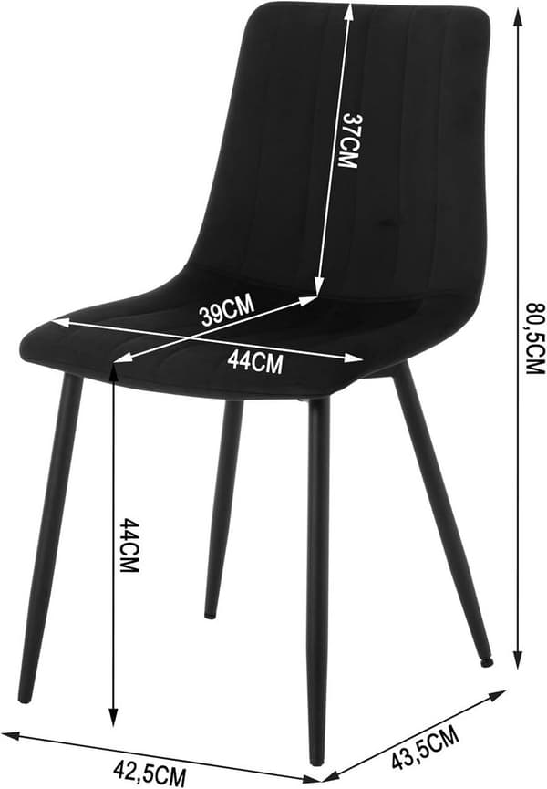 Rootz Velvet -ruokailutuolit - Tyylikkäät istuimet - Mukavat tuolit - Kestävät, ergonomiset, tilaa säästävät - 44 cm x 80,5 cm x 50,5 cm