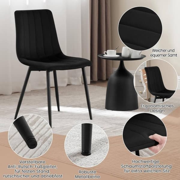 Rootz Velvet -ruokailutuolit - Tyylikkäät istuimet - Mukavat tuolit - Kestävät, ergonomiset, tilaa säästävät - 44 cm x 80,5 cm x 50,5 cm