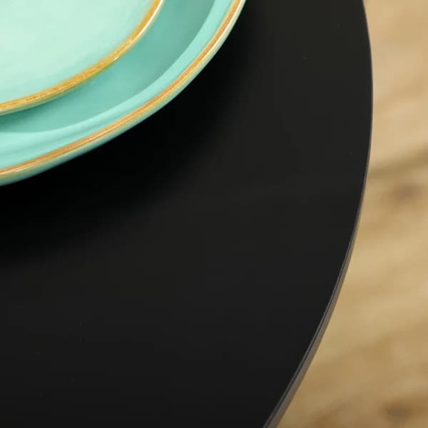 Rootzin pyöreä ruokapöytä - Moderni ruokapöytä teräspohjalla - Liukumaton jalkatyyny - Tilaa säästävä - Pieni ruokapöytä - Musta - 70 x 70 x 75 cm