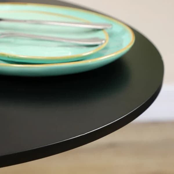 Rootzin pyöreä ruokapöytä - Moderni ruokapöytä teräspohjalla - Liukumaton jalkatyyny - Tilaa säästävä - Pieni ruokapöytä - Musta - 70 x 70 x 75 cm