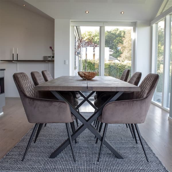 Toulon spisegrupper spisebord 95x200cm natur og 6 Harbo stol lysebrun.