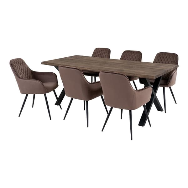 Toulon spisegrupper spisebord 95x200cm natur og 6 Harbo stol lysebrun.
