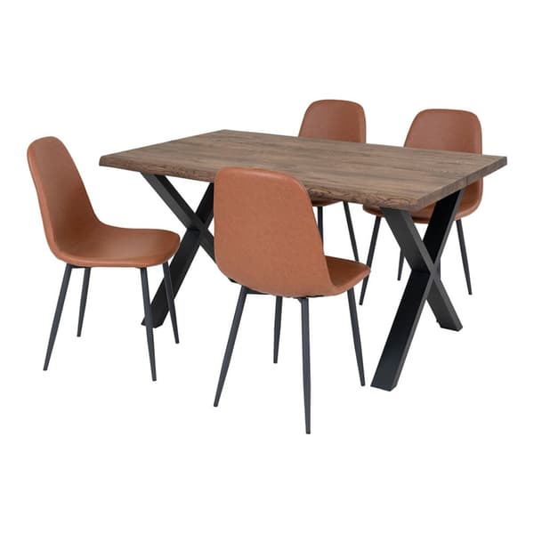Toulon spisegrupper spisebord 95x140cm natur og 4 Stockholm stol brun.