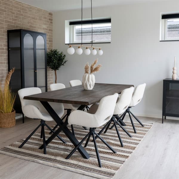 Toulon spisegrupper spisebord 95x200cm natur og 6 Amorim stol offwhite.