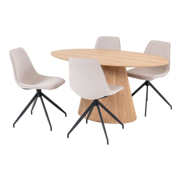 Bolton spisegrupper spisebord 90x160cm natur og 4 Monaco stol sandfarget.