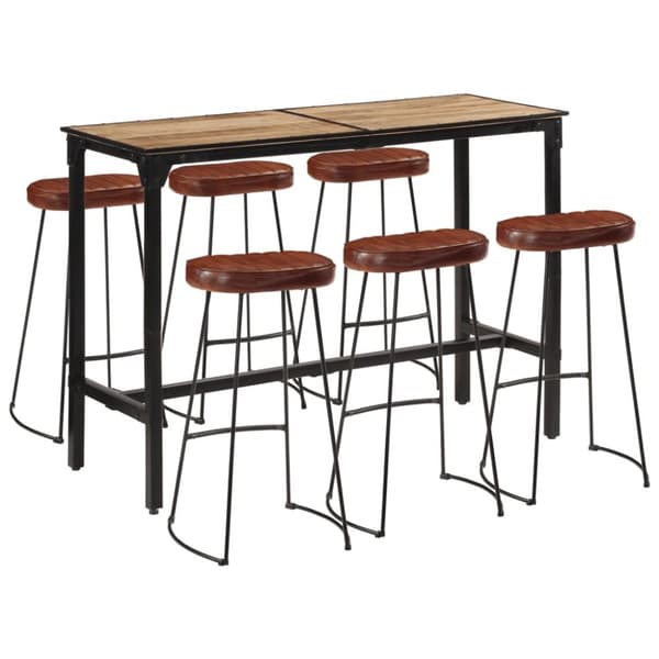 vidaXL Barsett 7 deler grov heltre mango og metall