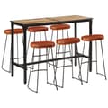 Miniatyrbilde 1 av 11: vidaXL Barsett 7 deler grov heltre mango og metall