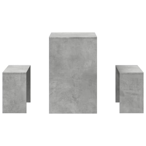 3-osainen Ruoka ja penkkisarja betoninharmaa tekninen puu