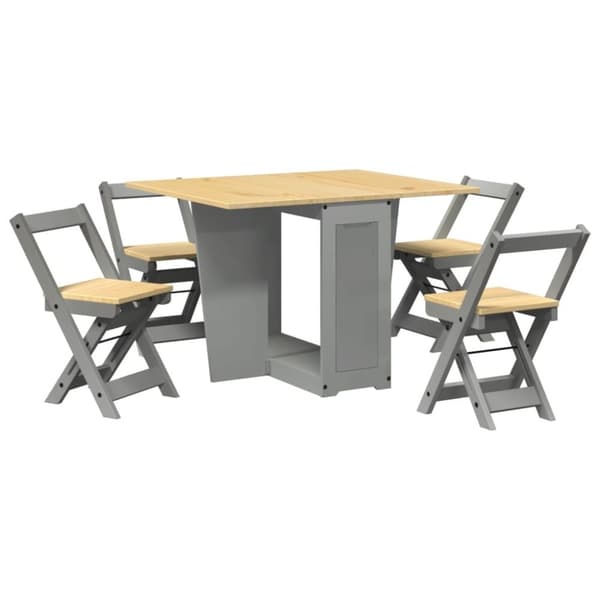 vidaXL Sommerfugl spisegruppe 5 stk Corona sammenleggbar grå furu