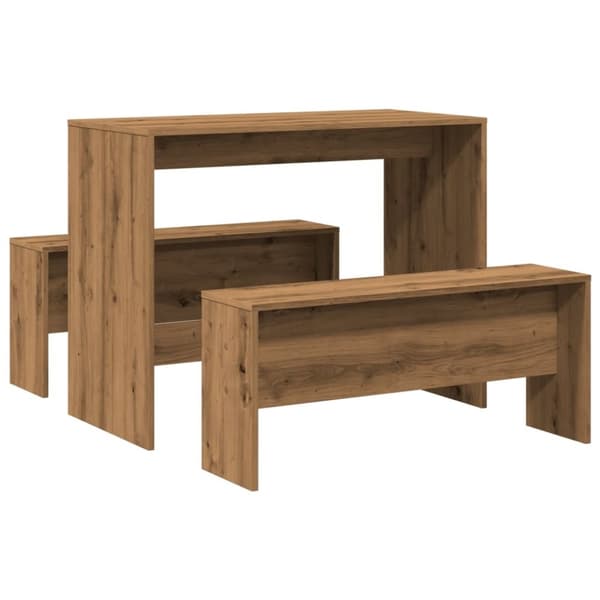 vidaXL Sett med spisebord og benker 3 deler artisan eik konstruert tre