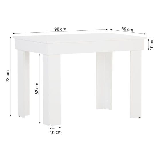 Matsalsbord - 90x60 Cm - Vit