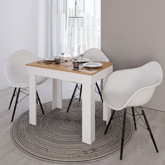 Ruokapöytä - 90x60 cm - Valkoinen Tammilevyllä