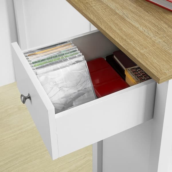 Rootz Køkkenbord Morgenmad Bar - Bistro Island - Opbevaringshylder - Forreste/bageste skuffe - PB og MDF - 120x90x55cm - Hvid - SoBuy Tabur Compatible