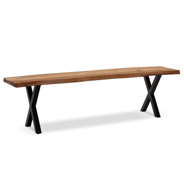Rootz Modern spisestuebænk - massiv træbænk - trækantsæde - metal x ben - håndlavet - akacietræ - 120 cm x 40 cm x 45,5 cm
