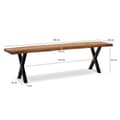 Miniatyrbillede 3 af 6: Rootz moderne design spisestuebænk - træbænk - naturligt trækorn - faste x-formede metalben - 180 cm x 40 cm x 45,5 cm