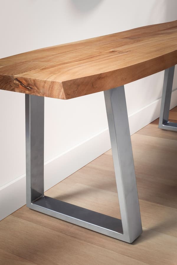 Rootz Modern Design Massiivipuupenkki - Eteisen penkki - Eteisen kalusteet - Puolisuunnikkaan muotoiset metallijalat - Akaasiapuu - 120cm x 40cm x 45,