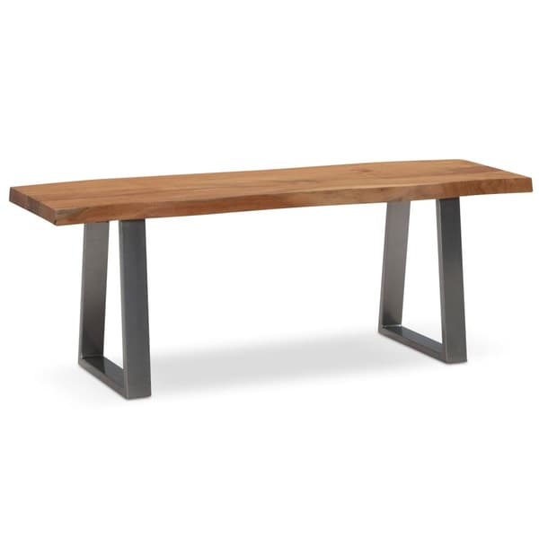 Rootz Modern Design Massiivipuupenkki - Eteisen penkki - Eteisen kalusteet - Puolisuunnikkaan muotoiset metallijalat - Akaasiapuu - 120cm x 40cm x 45,