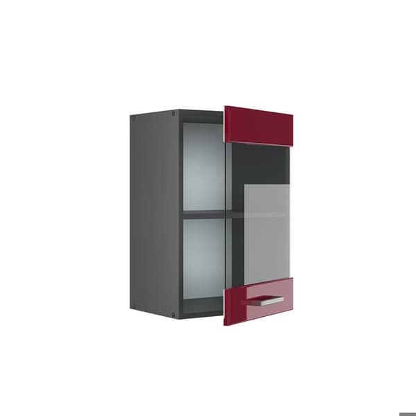 Högskåp med glasdörr VICCO R-Line Antracit/Bordeaux Brilliant 40 cm