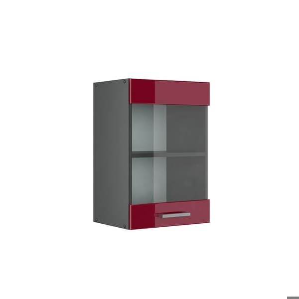 Högskåp med glasdörr VICCO R-Line Antracit/Bordeaux Brilliant 40 cm