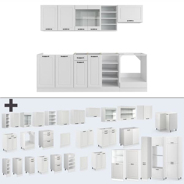 R-Line kök, 240 cm utan bänkskiva, Lantvit/vit, Vicco