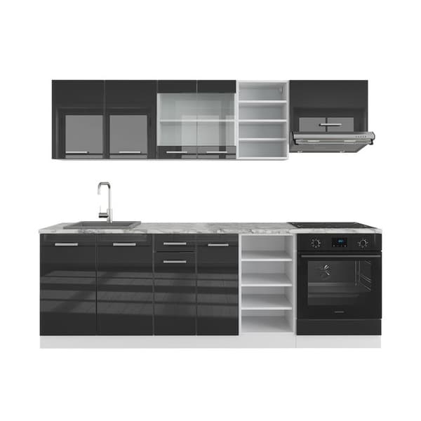 R-Line kök, 240 cm utan bänkskiva, Blank antracit/vit, Vicco