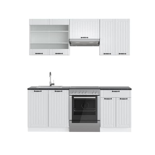 Fame-Line kök, 200 cm utan bänkskiva, Country vit/vit, Vicco