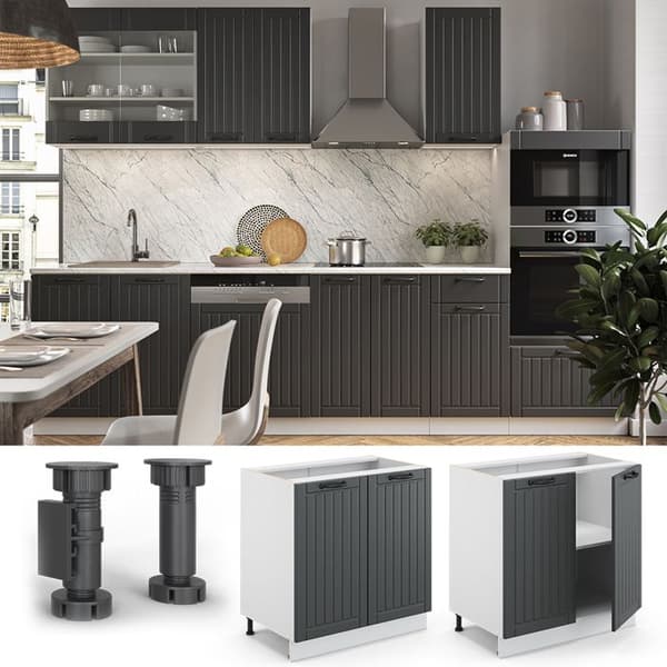 Under-sink skåp Fame-Line, 80 cm med hylla, utan PT, Anthracite kampanj, Vit, Vicco