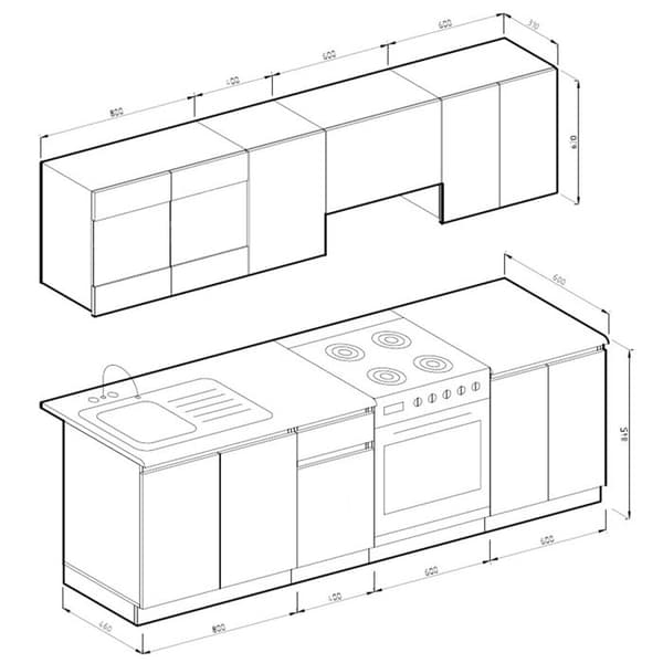 Vicco Cuisine Raul Integrerat kök Köksblock Utrustat kök 240 cm vit