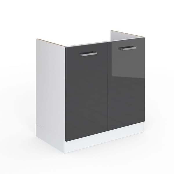 Undermount skåp R-Line, 80cm utan PT, Antracit högglans, Vit, Vicco