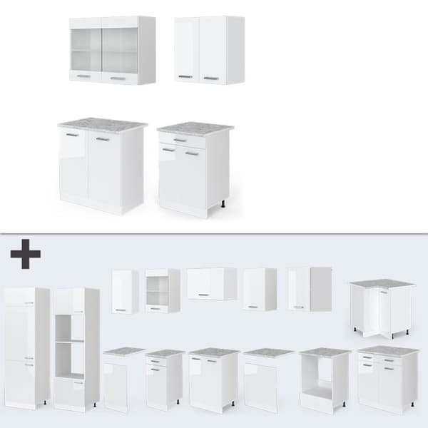 R-Line Kök, 140 cm, PT Marmor, Vit, Vicco