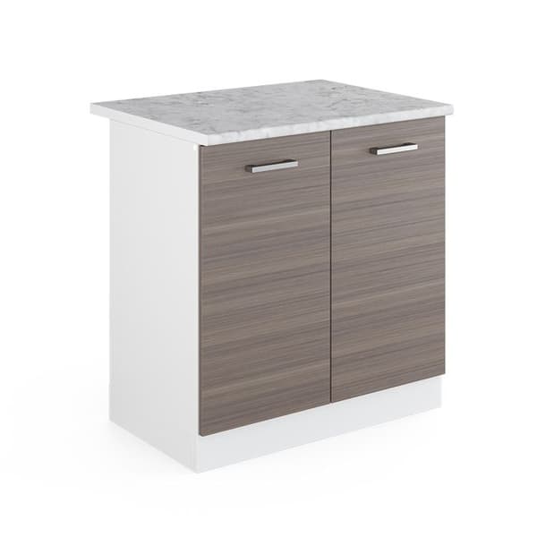 Under-öv köksskåp R-Line, 80 cm, PT Marmor, Grå ädel, Vit, Vicco