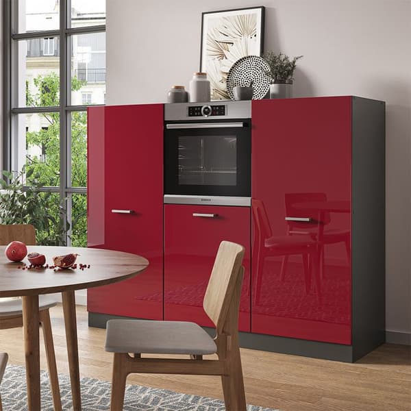 R-Line köksdel, 180 cm utan bänkskiva, Bordeaux högblank/antracit, Vicco